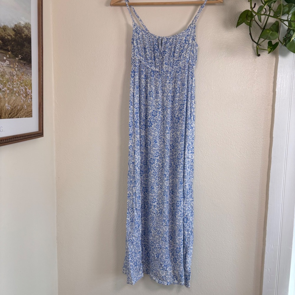 Billabong blue white floral maxi dress size XS